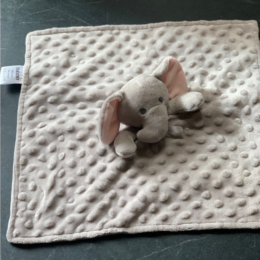 CREVENT | Grey Plush Baby Elephant Security Blanket - Lovie Lovey